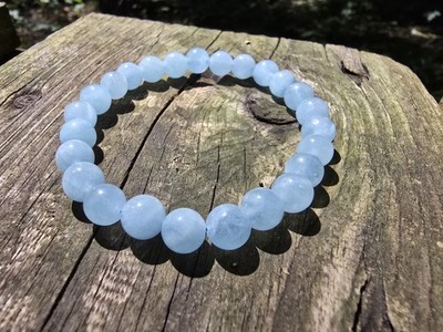 TOP Qualität   Echtes Aquamarin Edelstein Armband   19cm   8mm   NEU