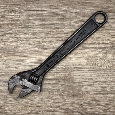 #ad #ad 8quot; Ridgid Tools Adjustable Wrench 908 Ridge Tool USA Elyria Ohio Vintage $15.99