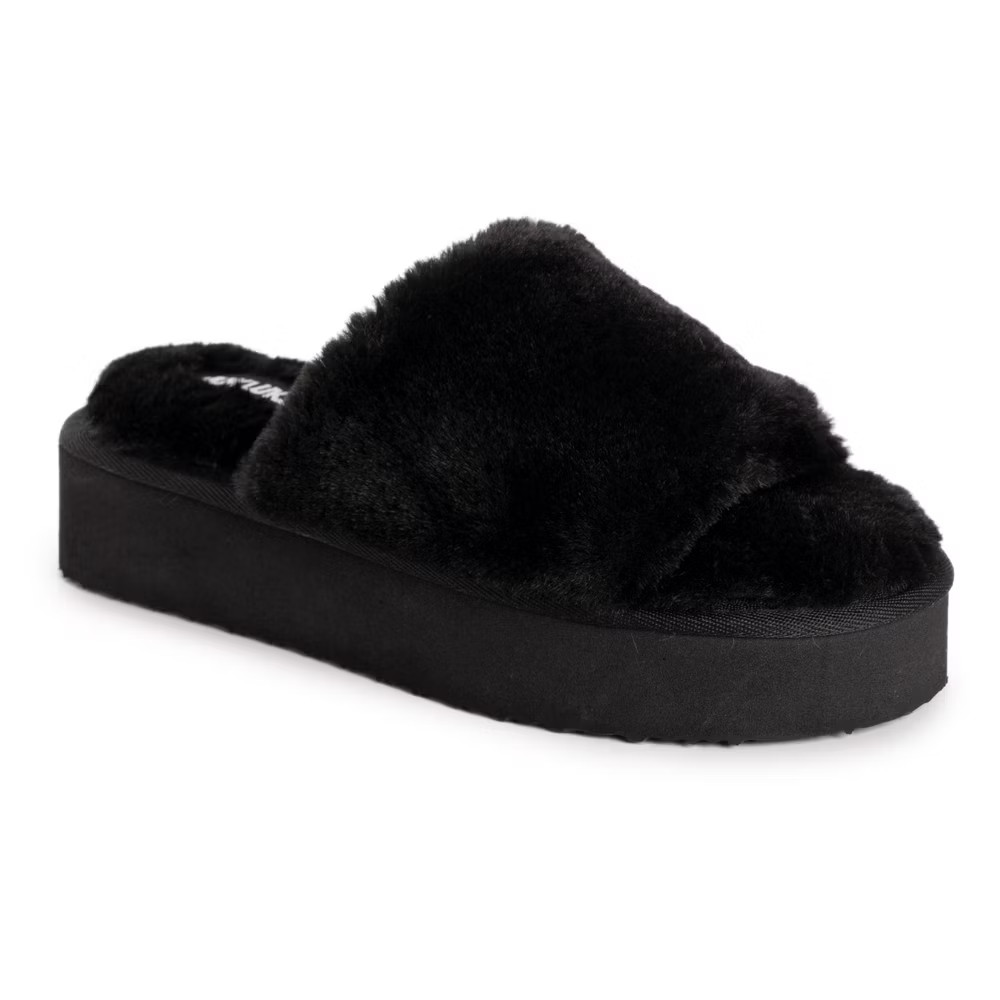 Muk Luks Womens Platform Slide Slipper Black M 7-8 6690₽