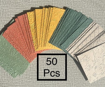 50 Pc Embossed Cardstock, Card Toppers, Textured Paper, Journal Pages