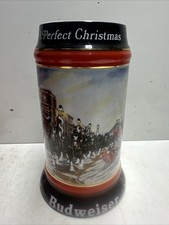 Budweiser Beer Stein 1992 A Perfect Christmas Clydesdale Mug - Ceramarte Vintage