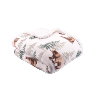 Dreams & Drapes Lodge - Bear Walks - Fleece Tagesdecke - 150 cm x 200 cm in Natu...