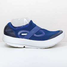OOFOS OOmg eeZee Low Mesh Foam Recovery Sneakers Blue White Mens Sz 9