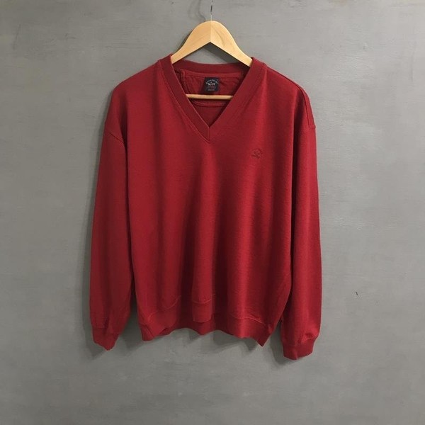 Men Paul & Shark Sweater Red Wool 46 / 3XL / 54