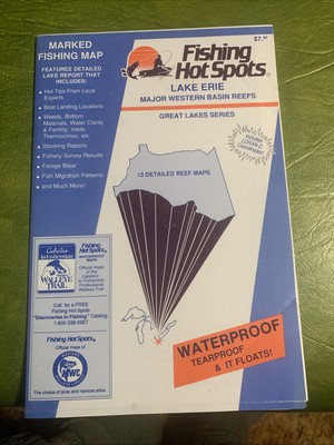 FHS Lake Erie Major Basin  Detailed Lake Map Fishing Hot Spots Deluxe Large