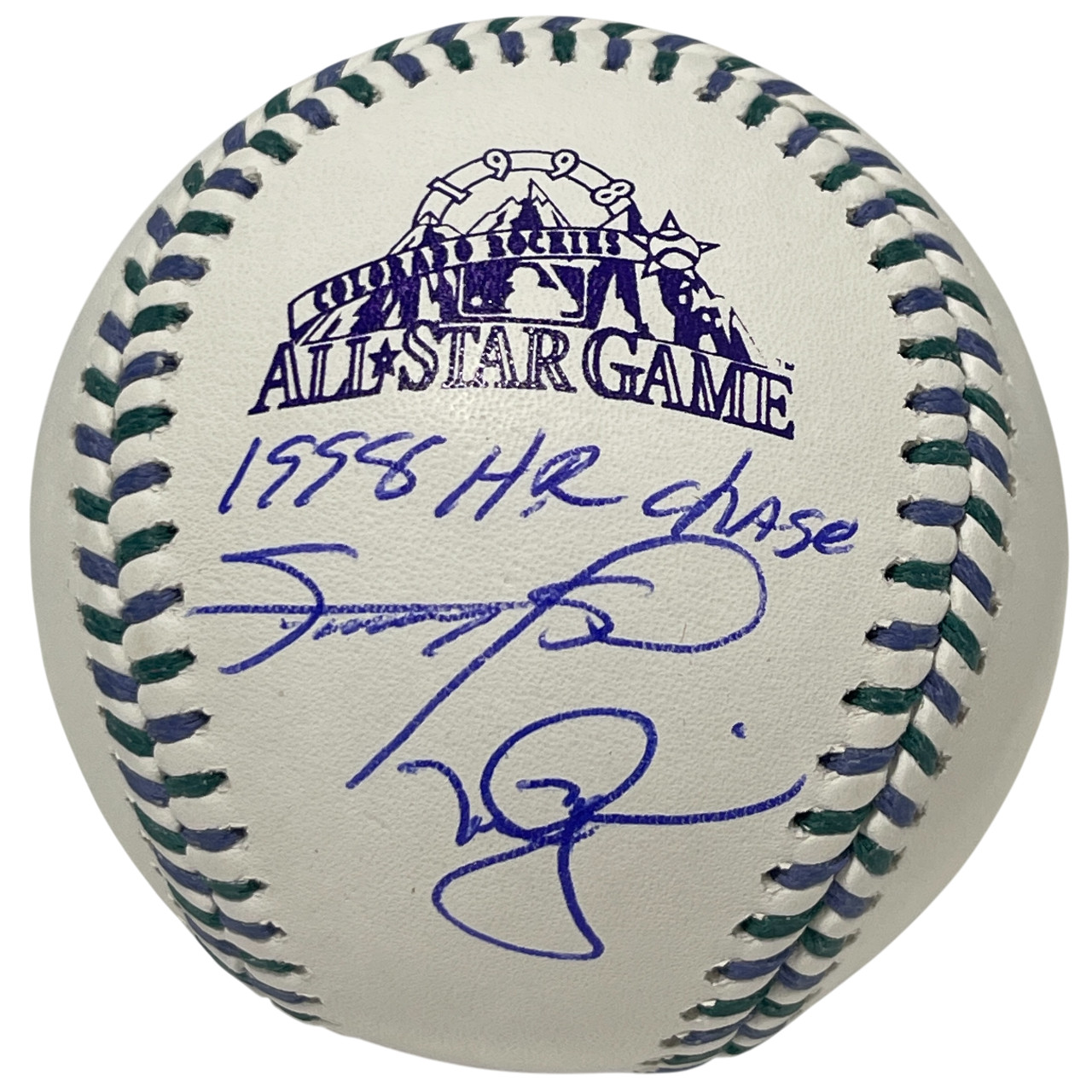 Sammy Sosa Mark McGwire Signed 1998 All Star Baseball w/ Insc Beckett W BAS COA