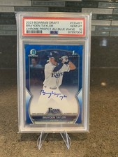 2023 Bowman Draft Chrome Brayden Taylor Blue Wave Refractor Auto /150 PSA 10