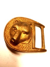 Vintage Bronze Tone Brass Grizzly Bear Belt Buckle Excellent Condition 