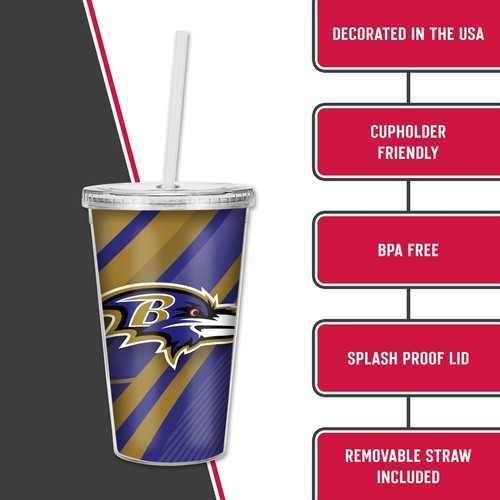NFL Football Baltimore Ravens NFL Football Team 16oz Clear Tumbler W/Straw - Bild 6 von 9