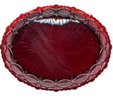 Vintage Avon 1876 Ruby Red Cape Cod Oval Serving Platter 13.5" Tray Glass
