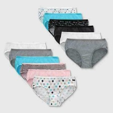 Hanes Girls' 13pk Hipster Colors Vary Size 6 Tagless, Breathable, Mid Rise