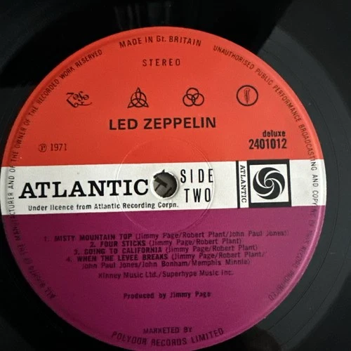 LED ZEPPELIN IV 1971 RARE v.5 UK VINYL LP RED/PLUM, top error,plays great