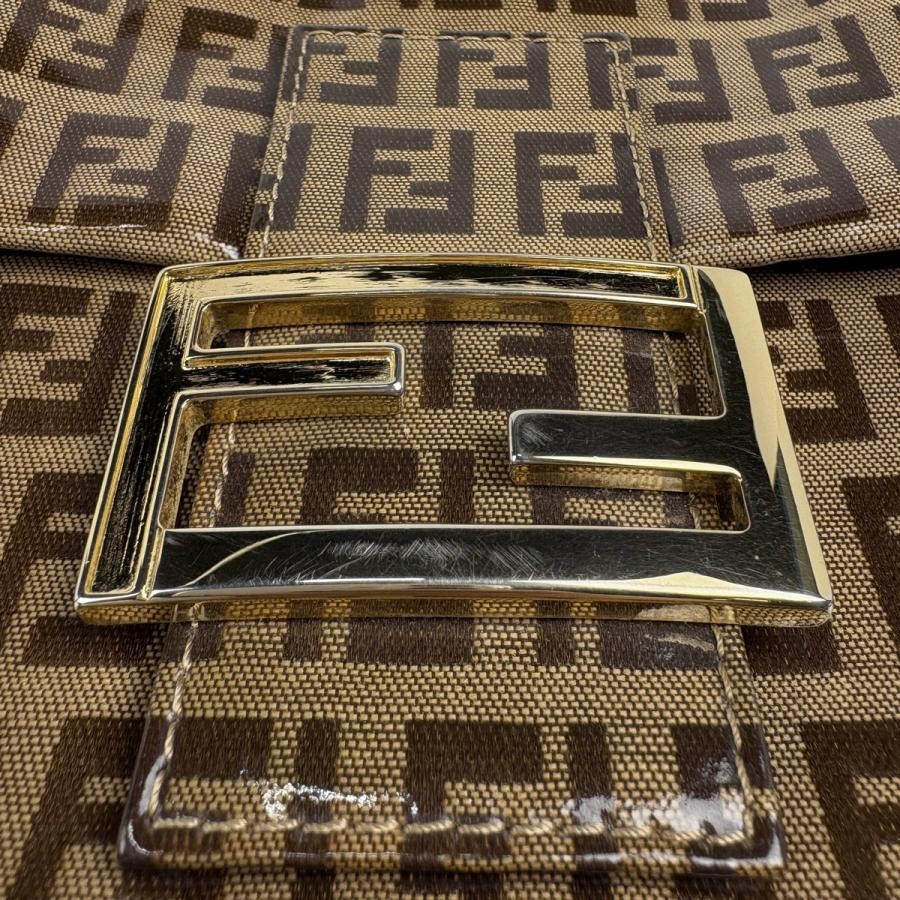FENDI Zucchino Mamma Baguette Handbag Brown Coated Canvas 26424 #BS1044 thumbnail 4