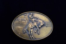 Bucking Bronco Cowboy Solid Brass Vintage Belt Buckle - BTS Made in USA