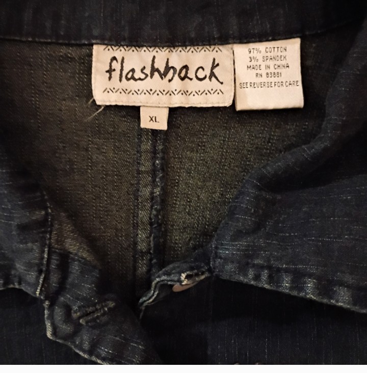 Flashback Stretch Denim Jacket Sequins Women's XL… - image 2