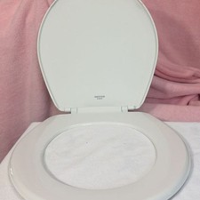 Mayfair by Bemis Round White Toilet Seat with Cover and Hardware