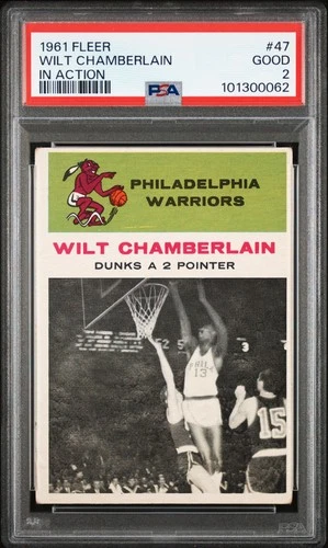 1961-62 Fleer Wilt Chamberlain Rookie #47 PSA 2 - Philadelphia Warriors - HOF RC