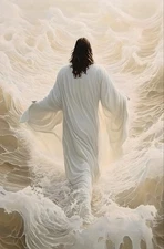 Christ Jesus Walking on Water Canvas Home Decor Wall Art Abstract Print Painting