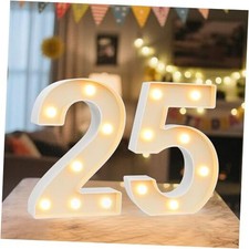 LED Marquee Light Up Numbers Sign - Lighted Birthday Number 25 Warm White
