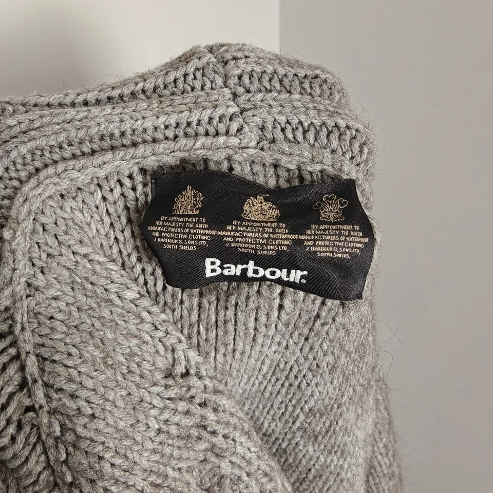 Barbour Wrap Cardigan Women's Grey Marl UK 12 Wool Alpaca Blend Cable Knit - Image 3 of 4