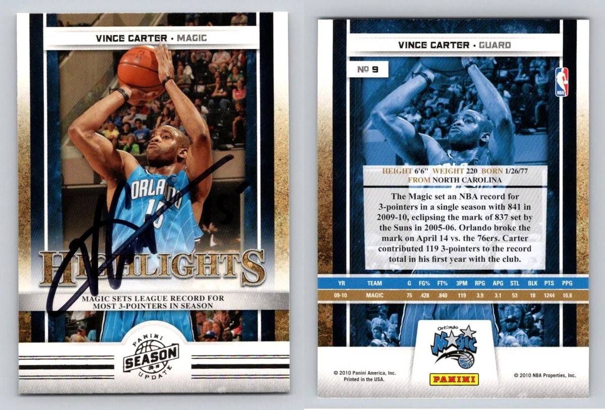 Panini Vince Carter Basketball Autographed Sports Trading Cards