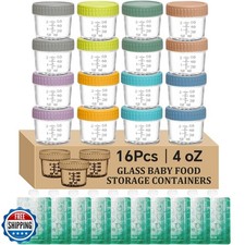16 pcak Glass Baby Food Storage Containers and 10 Pack Reusable Baby Food Pou