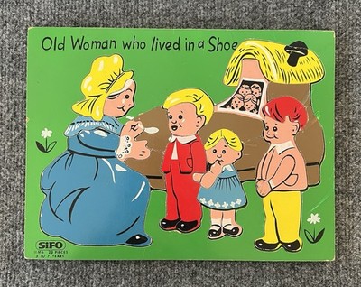 Sifo VTG Wood Wooden Tray Puzzle Old Woman Who Lived In A Shoe 11M6 23 Pieces