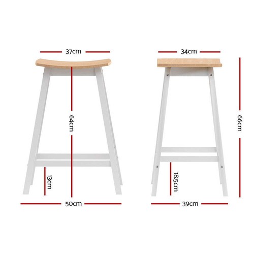 Artiss 2x Bar Stools Wooden Chairs Oak - Picture 2 of 7