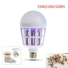 LED Bulb Anti-Mosquito Insect Zapper Fly Moth Killer E27 15W Light lamp electric