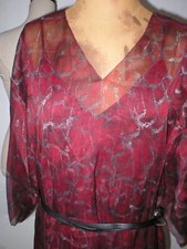 New Womens NWT $325 Halston Heritage Dress Kimono Belted Caftan XS S Red Dark