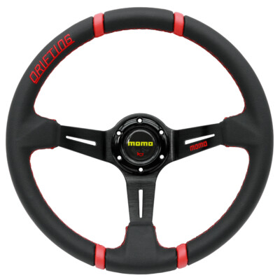 momo 350mm/14'' Black Deep Dish PU Leather Racing Drift Sport Steering Wheel