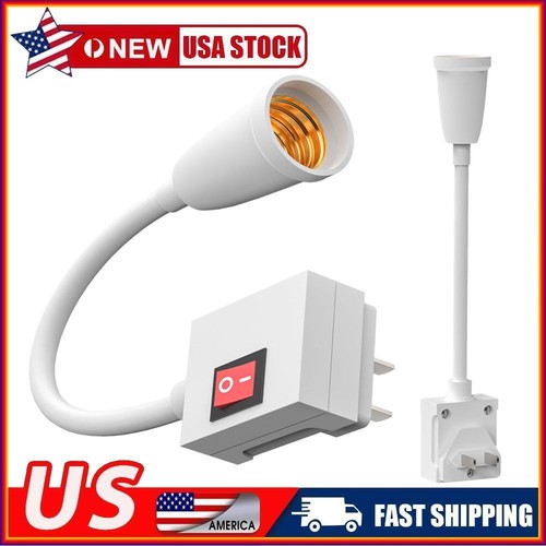 Flexible E27 Light Bulb Holder Extension Socket Adapter Plug in On/Off ...