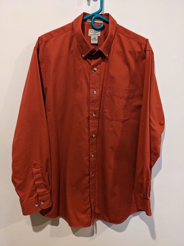 LL Bean knitterarmes Button Down Hemd Herren Größe L Reg Rot Kurzarm