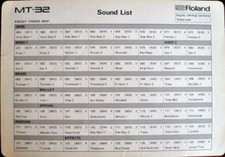 Roland MT-32 Multi Timbral Sound Midi Module Original Sound List Info Card, 1987
