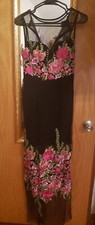 NWT FOREVER 21 Black Sheer Maxi Dress With Flowers Embroidery