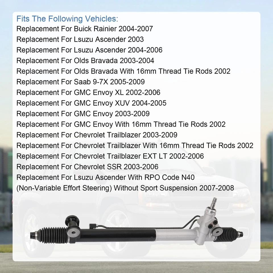 Power Steering Rack Pinion Assembly For 2003-09 Chevrolet Trailblazer GMC Envoy - Image 3 of 4