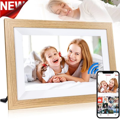 10,1 Zoll WiFi-Bilderrahmen Digitaler 32GB HD Touch Pixel Holz Fotorahmen DHL