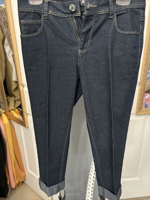 Hype Women's Size 7 Cropped Stretch Blue Denim Skinny Jeans Cuffed Leg  NWOT
