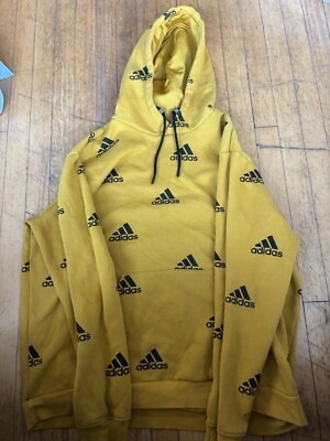 New Men ADIDAS Badge of Sports Allover Print Pull-Over Hoodie (GQ3082)  Yellow