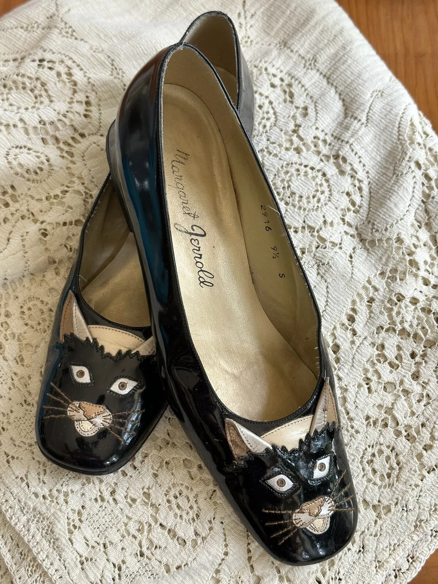 Vintage 80s Cat Face Shoes Size 9.5 Margaret Jerrold Patten