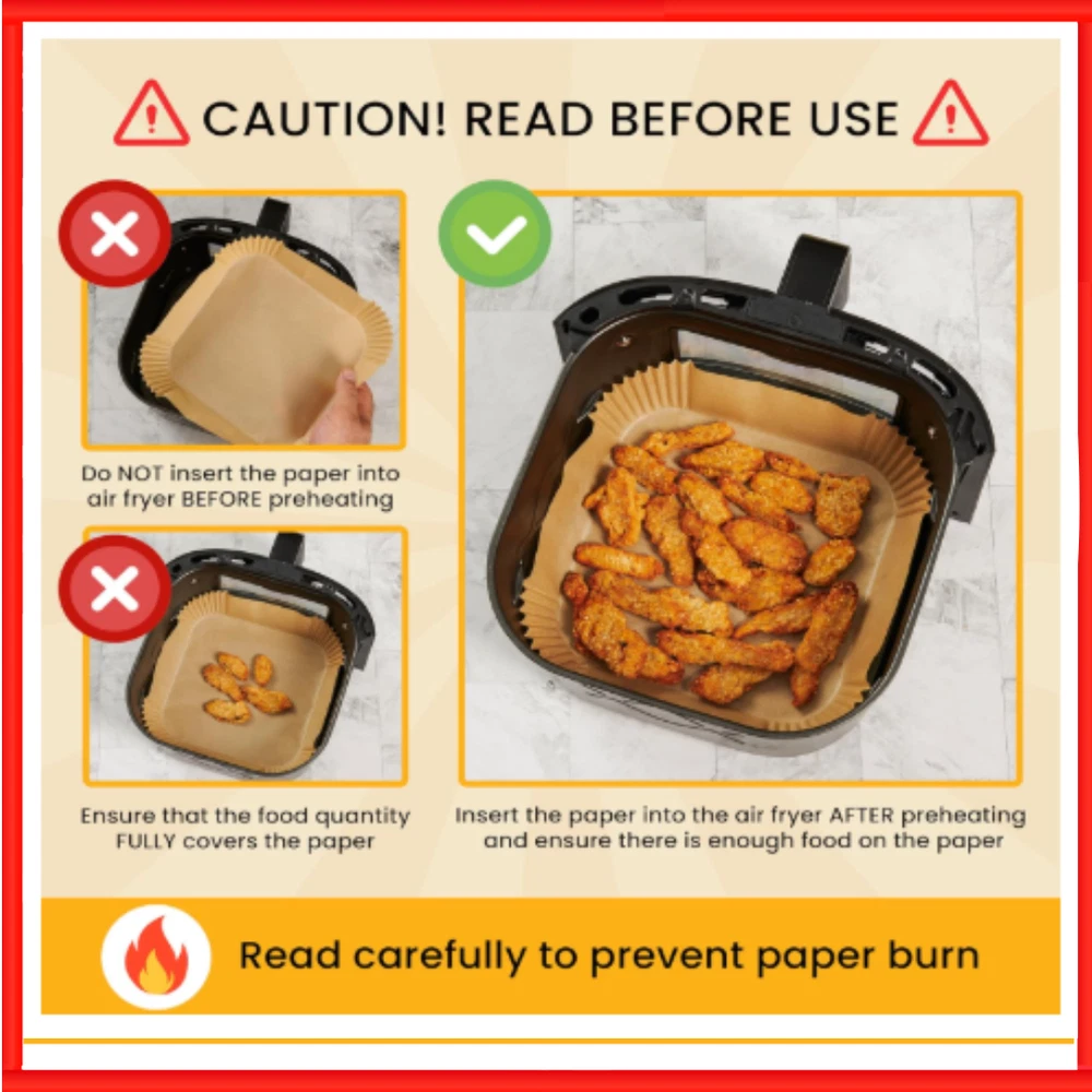 Air Fryer Paper Liners, 120Pcs Air Fryer Disposable Liners, Non-Stick and Oil...