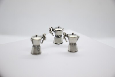SILBER ANHÄNGER MOKKA KAFFEEKANNE BRÜNIERT MM 9X16 EXPLOIT