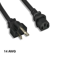 6' Black Heavy Duty Power Cord NEMA 6-20P to IEC60320 C13 14AWG 15A/250V SJT