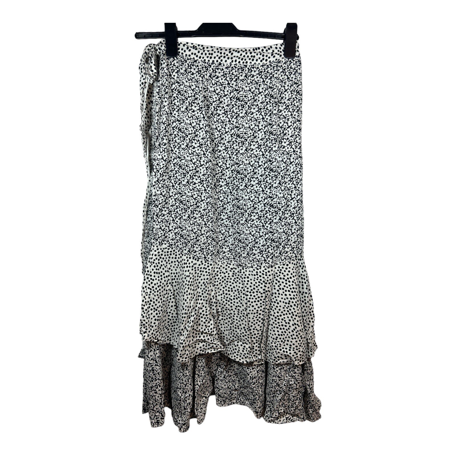 Oliver Bonas Black Floral Viscose Maxi Skirt UK 8 Long Elegant Style