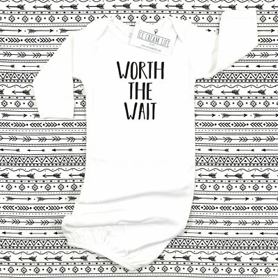 WORTH THE WAIT BABY GOWN COMING HOME OUTFIT GENDER NEUTRAL BABY SHOWER GIFT