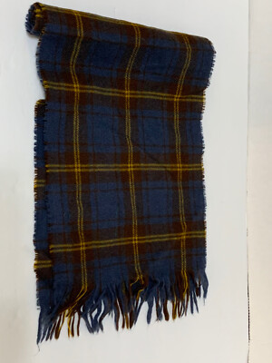 Irish County Tartans Sligo Scarf 100% Pure New Wool Blue Gold Plaid Scotland