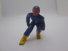 Vintage Lead Unbranded 2 1/2 Inch Male in Blue Outfit Holding Ski Poles