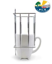 Chrome Wire Mug Cup Holder Storage Wall Cupboard Mounted - Caravan / Motorhome