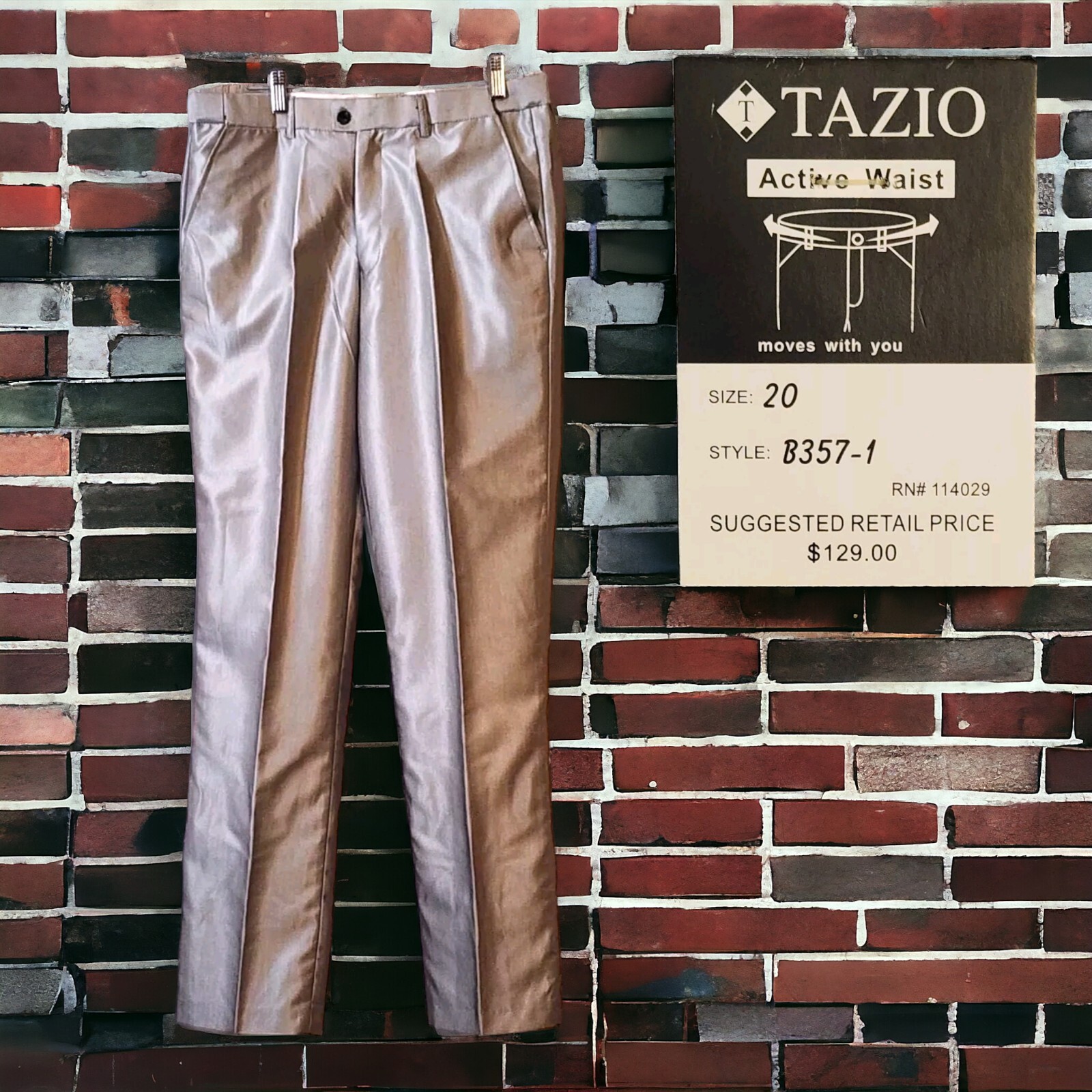 Tazio Gray Solid Sharkskin Youth Size 20 Dress Pants New with Tags  