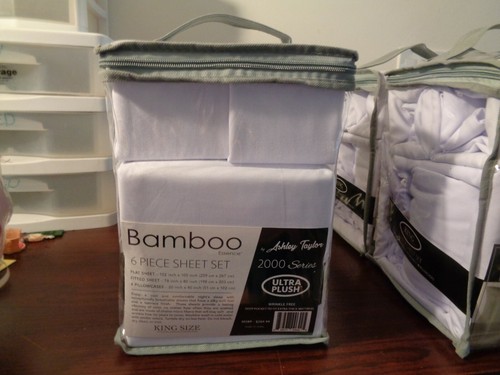 Ashley Taylor Bamboo Essence Ultra Deep Pocket Sheet Set King White 6 pcs - Picture 6 of 7